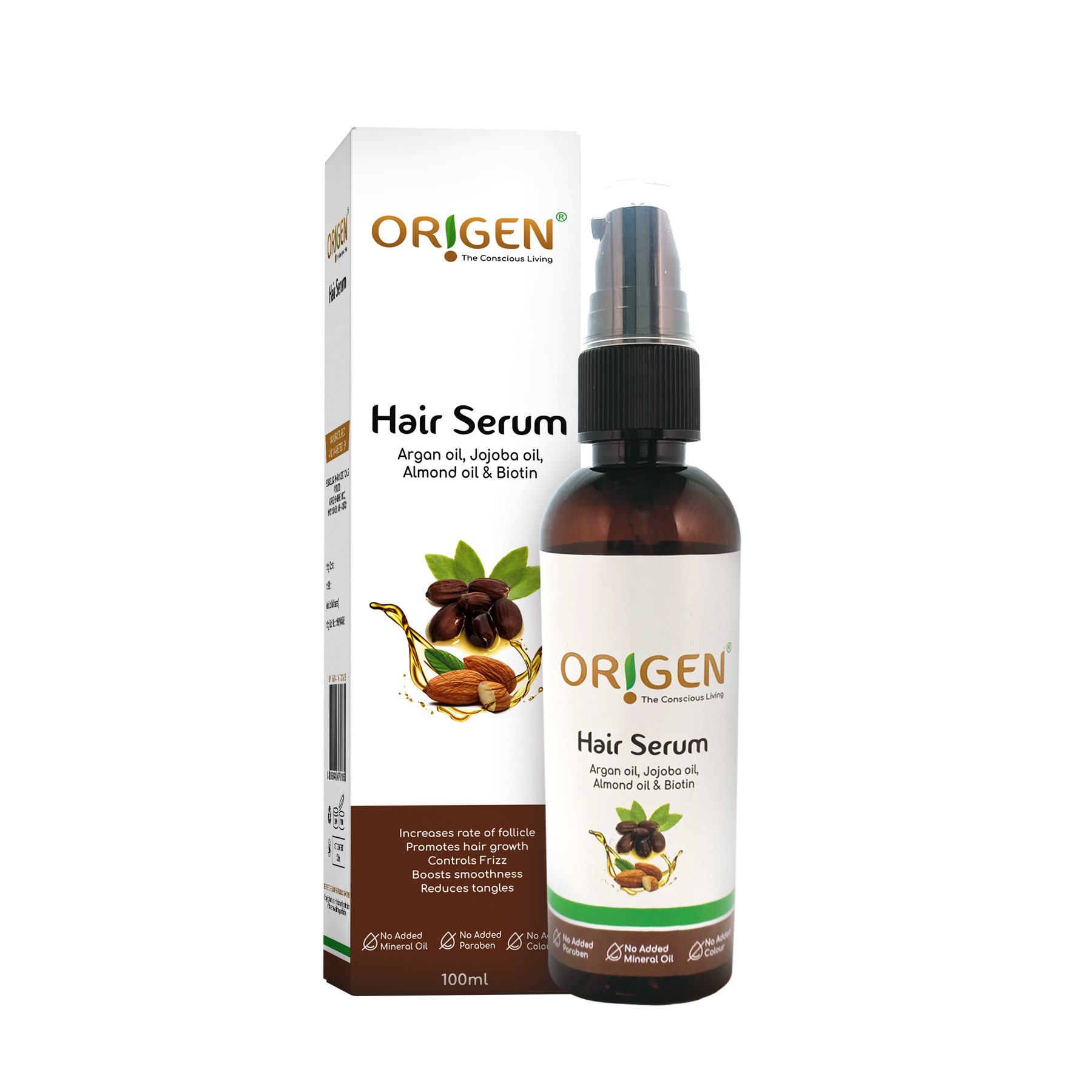 Origen Hair Serum | Promotes Hair Growth | Increases Rate of Follicle | Controls Frizz | Boosts Smoothness | Redues Tangles (100ml)