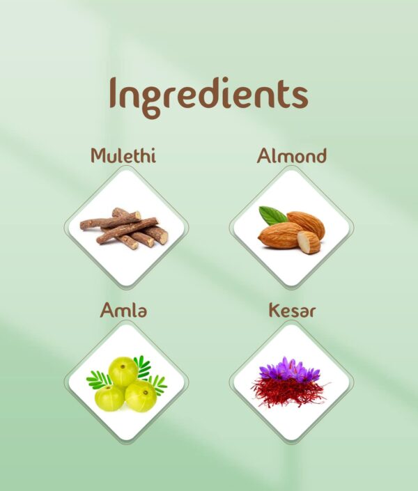Hair Gel Ingredients - Mulethi, Almond & Kamal Keshar Extract