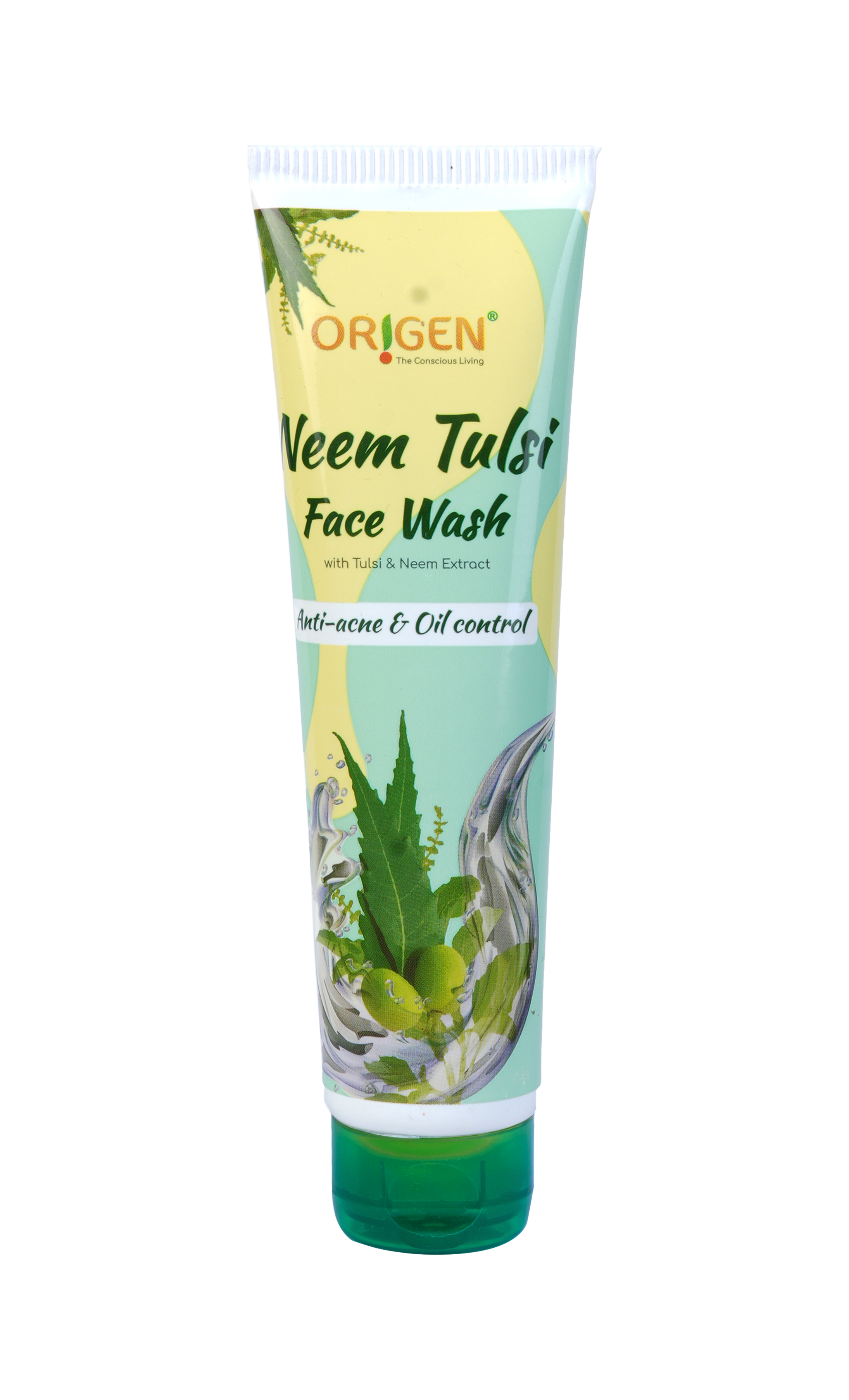 Origen Neem Tulsi Face Wash For Acne-Free, Blemish-Free & Scar-Free Skin | Fights Off Toxins, Makeup Residue, Grime | For Oily Skin (80ml)