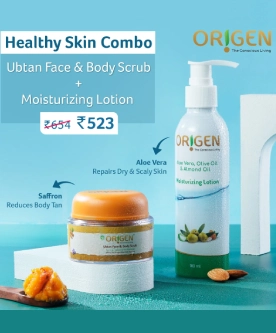Origen Healthy Skin Combo Offer | Ubtan Face & Body Scrub (70g) + Moisturizing Lotion (180ml) | For Nourished & Tan-Free Skin